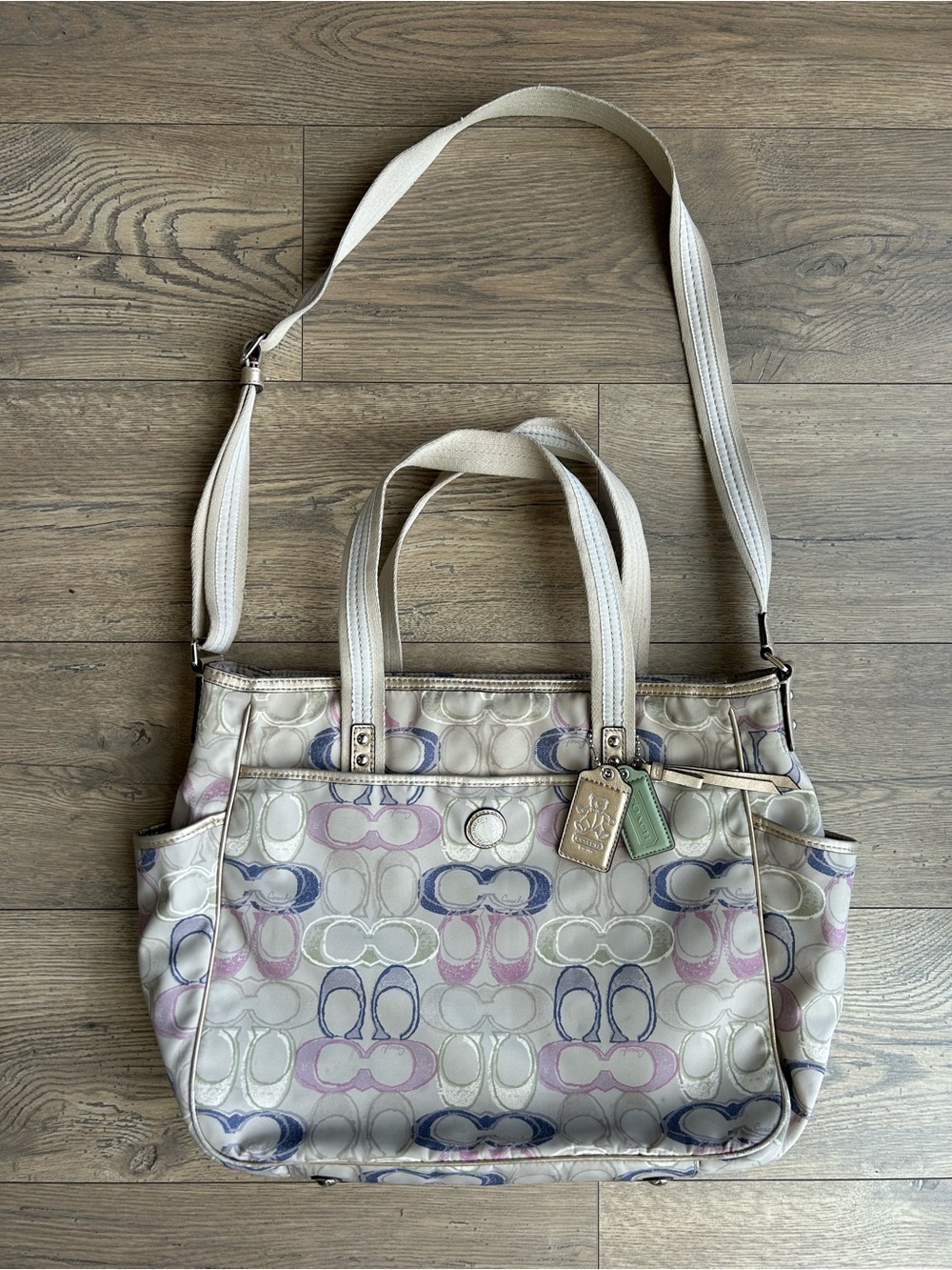 Coach Signature Diaper Bag in Beige/Pastel